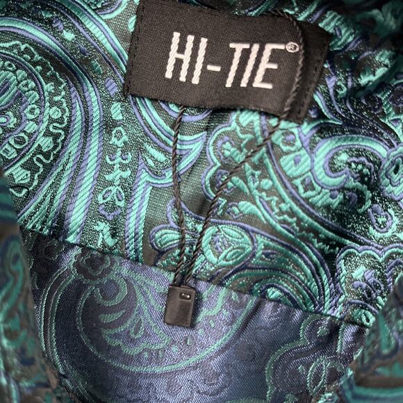Hi-Tie Jacquard Paisley Button Up Shirt Men’s L Short Sleeve Made W/Tie Material - Picture 4 of 10